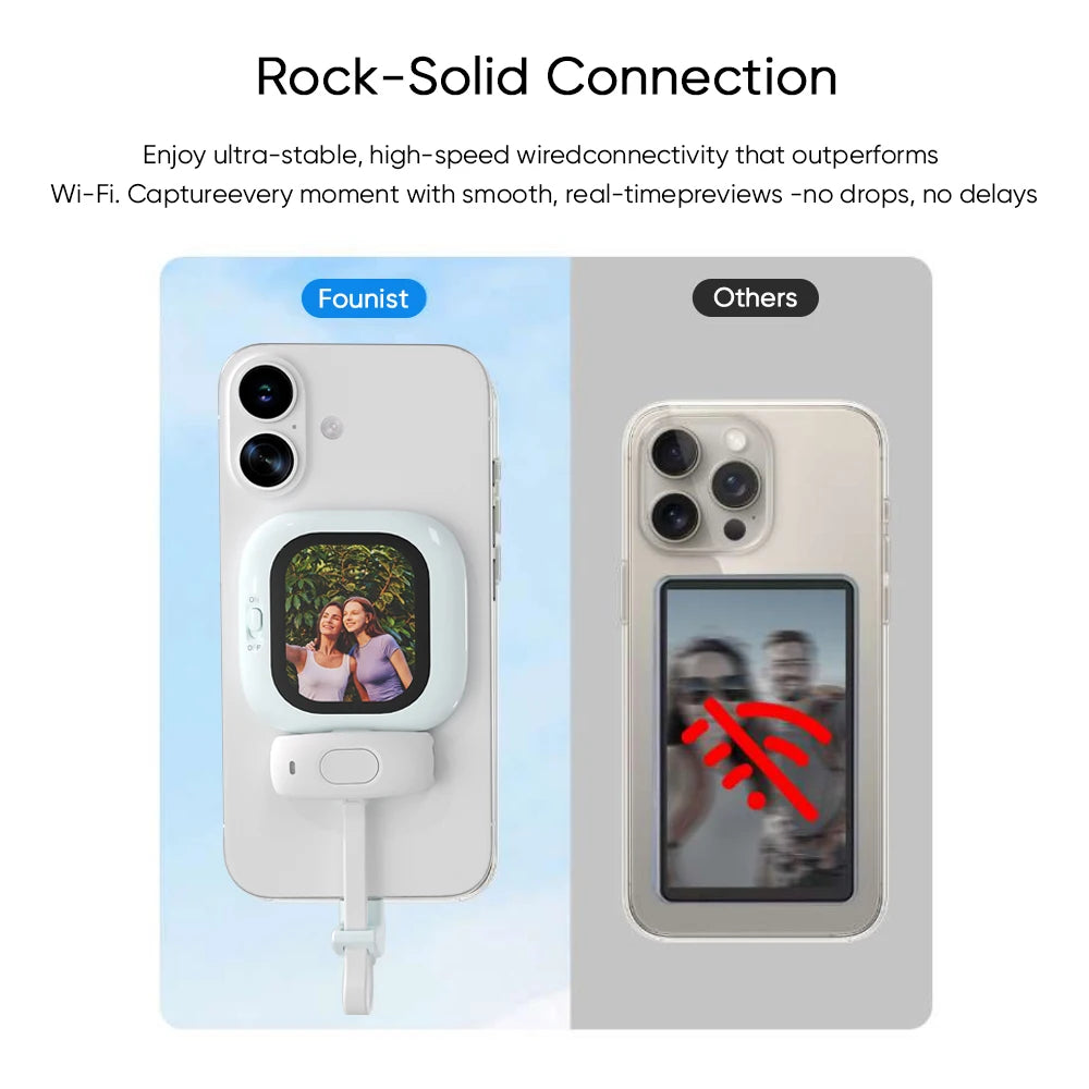 Founist Vlogmate Mini Selfie Monitor AMOLED Screen 700nits Simple Operation For iPhone 5-12 13 14 15 16 Pro For Vlog Live Stream