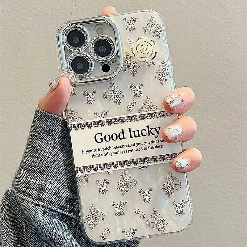 3D Camellia Shell Pattern Phone Case For iPhone 16 15 14 Plus 13 12 11 Pro Max Full Cover