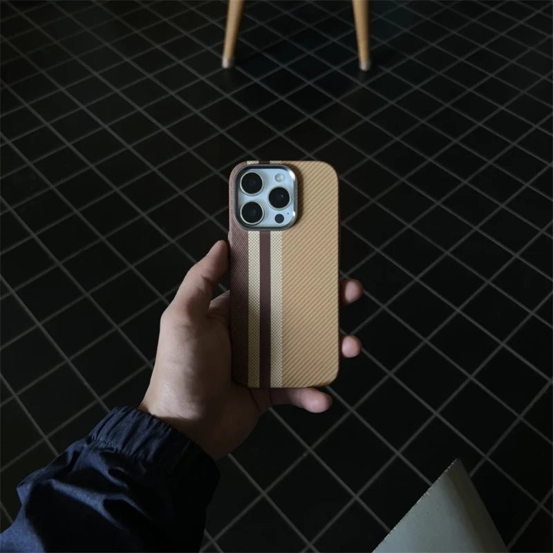 Ultra-Thin Carbon Fiber Texture MagSafe Phone Case For iPhone 16 15 14 13 12 Pro Max Wireless Charging Alloy Lens Hard PC Cover
