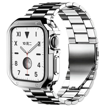TPU Protector Case+Metal Strap For Apple Watch Ultra Band 46mm 49mm 45/44mm 41mm  Stainless steel Bracelet series 6 se 7 8 9 10