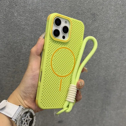 Breathable Heat Dissipation Mesh For Magsafe Magnetic Case For iPhone 16 14 15 Plus 13 12 Pro Max Wrist Strap Hand Lanyard Cover
