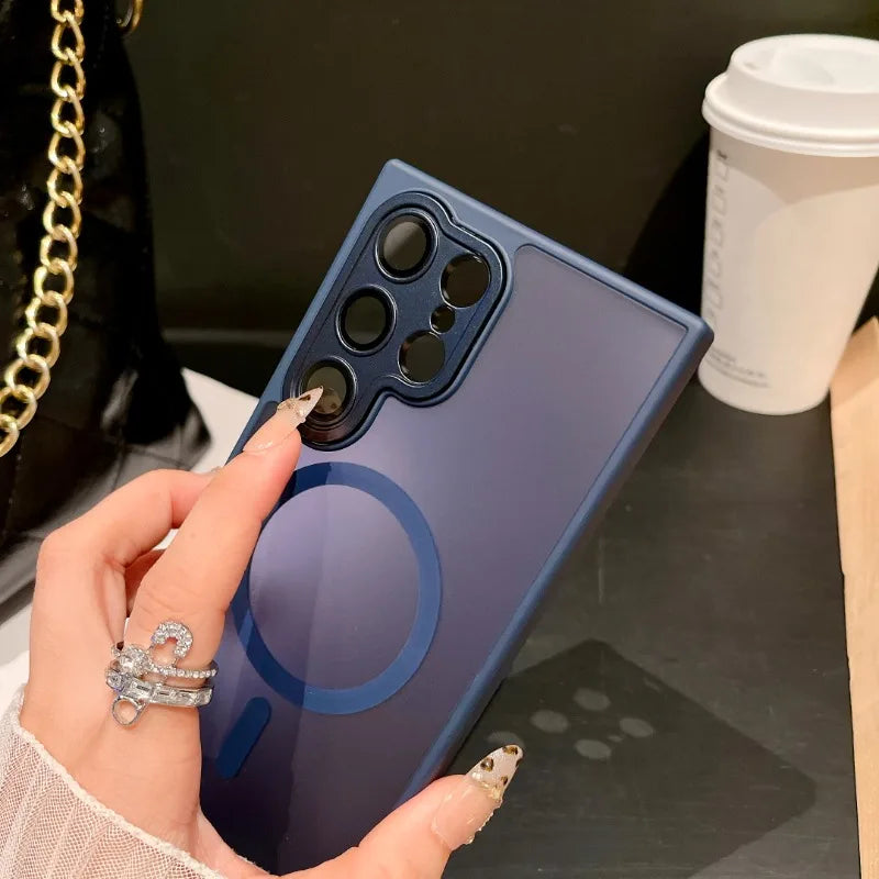 Samsung S25/S24 Ultra Translucent Magnetic Case – Matte & Shockproof | PhonelyHub