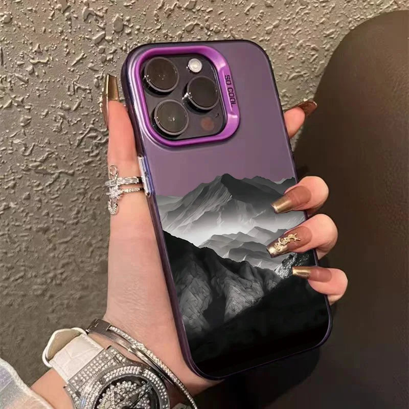 Black Mountain Phone Case For iPhone 16 15 14 13 12 11 Pro Max XS X XR 7 8 Plus SE 2022 Full Protection Shockproof Bumper Cover