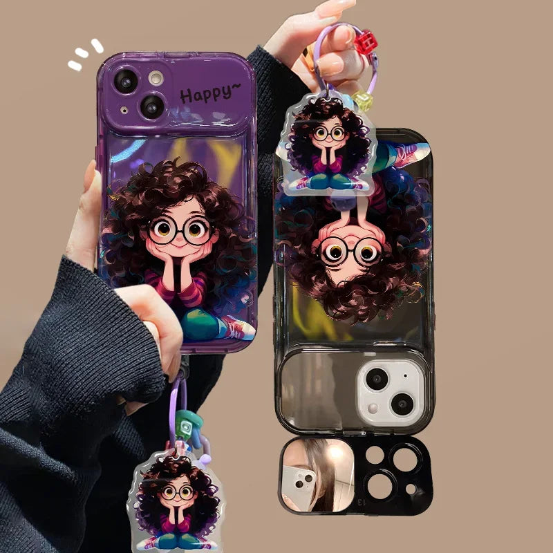 Lanyard 3D Fashion Girl Mirror Case – iPhone 11–16 – PhonelyHub