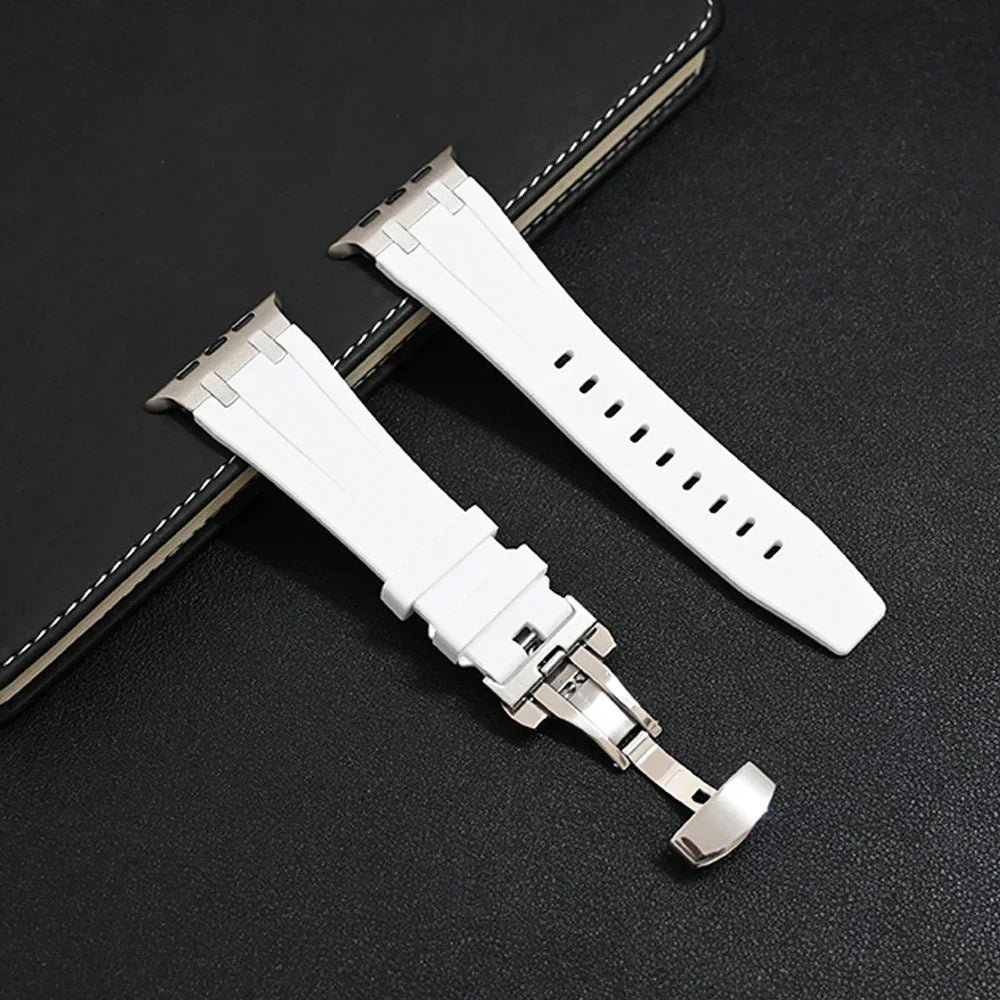 Band+box for Apple Watch Series 10 Ultra 2 49mm 45mm 46mm 44mm Butterfly Clasp Strap for IWatch 9 8 7 Se 6 5 4 Silicone Bracelet