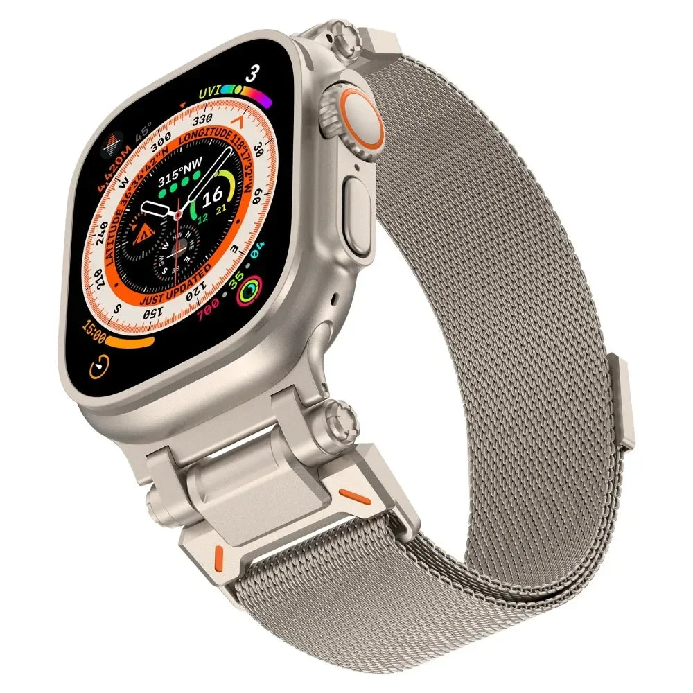 Stainless Steel Milanese Strap for Apple Watch Ultra 2/1 49mm 10 46mm Men Loop Band for Iwatch 9 8 7 6 5 4 Se 45mm 44mm Bracelet