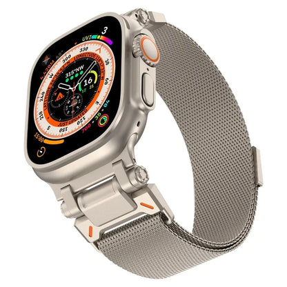 Stainless Steel Milanese Strap for Apple Watch Ultra 2/1 49mm 10 46mm Men Loop Band for Iwatch 9 8 7 6 5 4 Se 45mm 44mm Bracelet