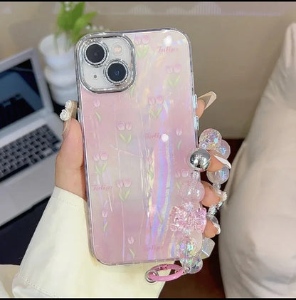Tulip all-round protective cover suitable for iPhone 16 15 14 13 12 11promaX gradient pattern flash lens film shell