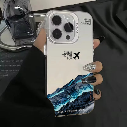 Mountain Peak Aircraft Phone Case for IPhone 16 14 15 11 12 13 Pro Max 16E 7 8 Plus SE 2 XR X XSMAX Shockproof Sunset IMD Cover