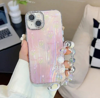 Tulip all-round protective cover suitable for iPhone 16 15 14 13 12 11promaX gradient pattern flash lens film shell