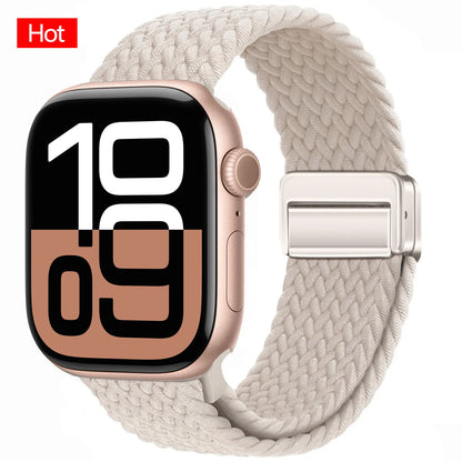 Braided Band For Apple Watch Strap 44mm 40mm 45mm 46mm 49mm 41mm 38 Magnetic Nylon Bracelet iWatch series se 7 6 8 9 10 Ultra 2
