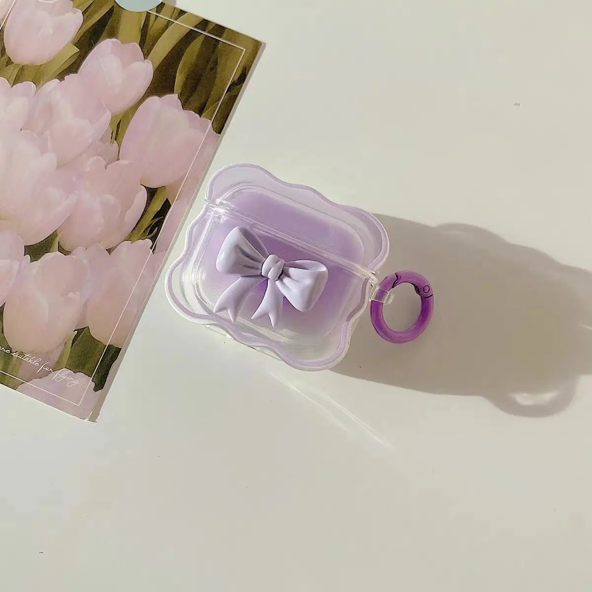 Ins 3D Bow Wave Case for Apple AirPods 1 2 4 Cases Pink Floral Girls Cover for AirPods 3 Air Pods Pro Wireless Box With Keychain