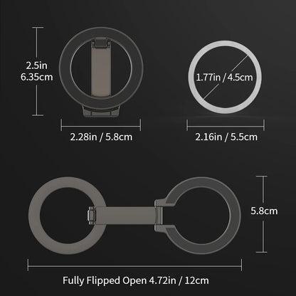Foldable Double-Sided Magnetic Phone Ring Holder for MagSafe Kickstand Magnet Grip for iPhone 16 15 14 13 12 Stand For Samsung