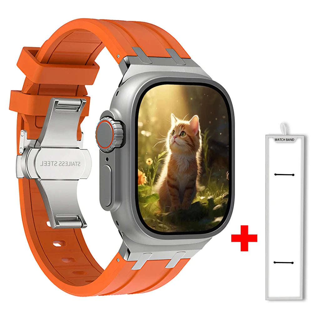 Band+box for Apple Watch Series 10 Ultra 2 49mm 45mm 46mm 44mm Butterfly Clasp Strap for IWatch 9 8 7 Se 6 5 4 Silicone Bracelet