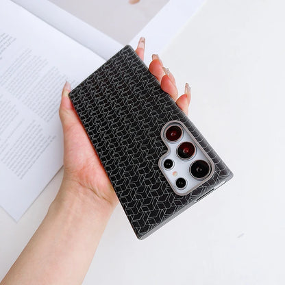 Magsafe Magnetic Wireless Charging Solid Color Line Pattern Phone Case For Samsung S25 Ultra S22 S23 S24 Ultra Plus Back Cover