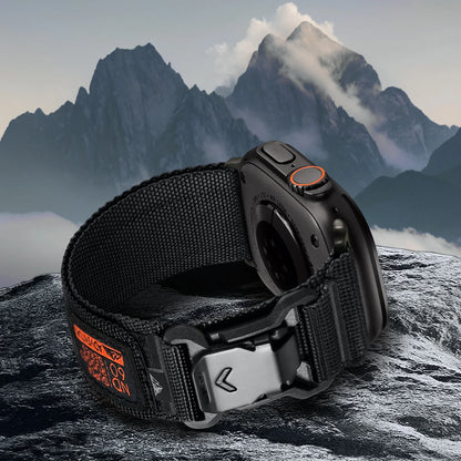 Wide Soft Nylon Sport Strap with Magnetic Fidlock V-Buckle Compatible with Apple Watch Bands for Women Men