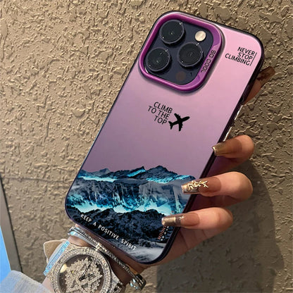 Mountain Peak Aircraft Phone Case for IPhone 16 14 15 11 12 13 Pro Max 16E 7 8 Plus SE 2 XR X XSMAX Shockproof Sunset IMD Cover