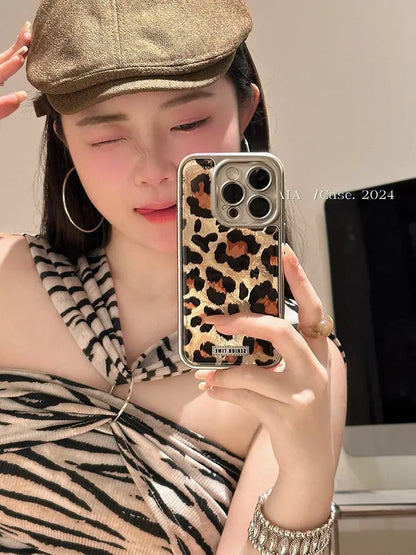 Japanese Korean Niche Trendy Leopard Print For IPhone 16 Pro Max 15 Pro Anti Fall Fully Wrap Case For Iphone 11 12 13 Hard shell