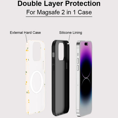 Soft Silicone Flower Printing Case For iPhone 16 15 14 Plus 13 12 11 Pro Max For Magsafe Wireless Charge 2 in 1 Magnetic Cover