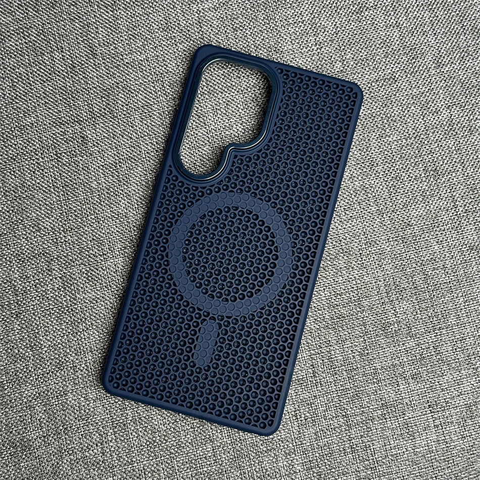 Honeycomb Grid Mesh Cooling For Magsafe Magnetic Case For Samsung Galaxy  S25 Ultra S24 S23 Plus Frosted Alloy Lens Armor Cover