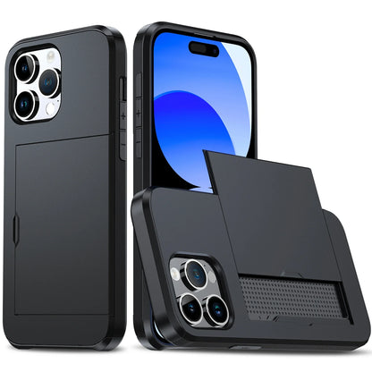 for  iPhone 16 Pro Max 15 Case Slide Armor Wallet Card Slots Holder Cover For iPhone 16 16pro 16plus 16promax 15 15pro 15promax