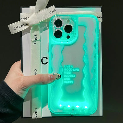2025 New 5 Color Luminous Call Light Up Flash Lucky Wavy Phone Case For iPhone 16 15 13 12 11 14 Pro Max Plus Shockproof Cover
