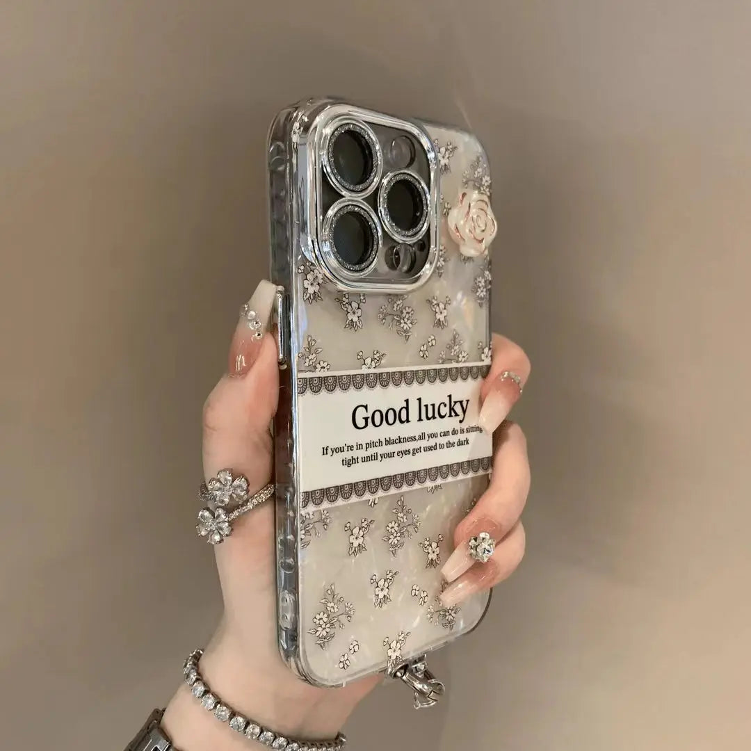 3D Camellia Shell Pattern Phone Case For iPhone 16 15 14 Plus 13 12 11 Pro Max Full Cover