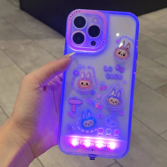 2025 New 5 Color Luminous Call Light Up Flash Lucky Wavy Phone Case For iPhone 16 15 13 12 11 14 Pro Max Plus Shockproof Cover
