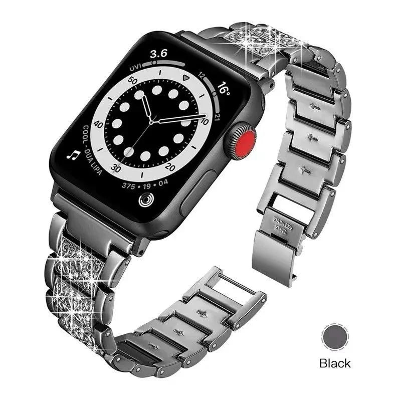 Metal Diamond Strap for Apple Watch Band 46mm 45mm 41mm 44mm Ultra 49mm Luxury Bracelet Wristband iWatch 10 9 8 7 6 5 4 3 Correa