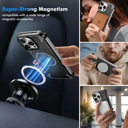 Oatsbasf Magnetic Leather Phone Case for iPhone 16 15 Pro Max with 360° Rotatable Ring Stand Premium Luxury Dropproof Slim Cover