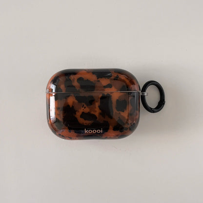 Stylish Dark Color Tortoiseshell Amber Glossy Cover Case For AirPods 1 2 3 4 Pro AirPods Pro 2 Shockproof Protective Case