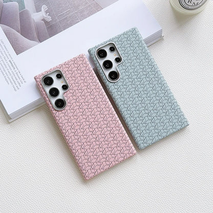 Magsafe Magnetic Wireless Charging Solid Color Line Pattern Phone Case For Samsung S25 Ultra S22 S23 S24 Ultra Plus Back Cover