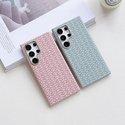 Magsafe Magnetic Wireless Charging Solid Color Line Pattern Phone Case For Samsung S25 Ultra S22 S23 S24 Ultra Plus Back Cover