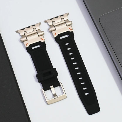 Soft Silicone Strap For Apple Watch Ultra2 49mm Series 9 8 7 45mm Rubber Band For iWatch 6 5 4 se 44mm 42mm Mens Sports Bracelet