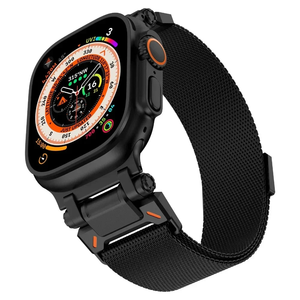 Stainless Steel Milanese Strap for Apple Watch Ultra 2/1 49mm 10 46mm Men Loop Band for Iwatch 9 8 7 6 5 4 Se 45mm 44mm Bracelet