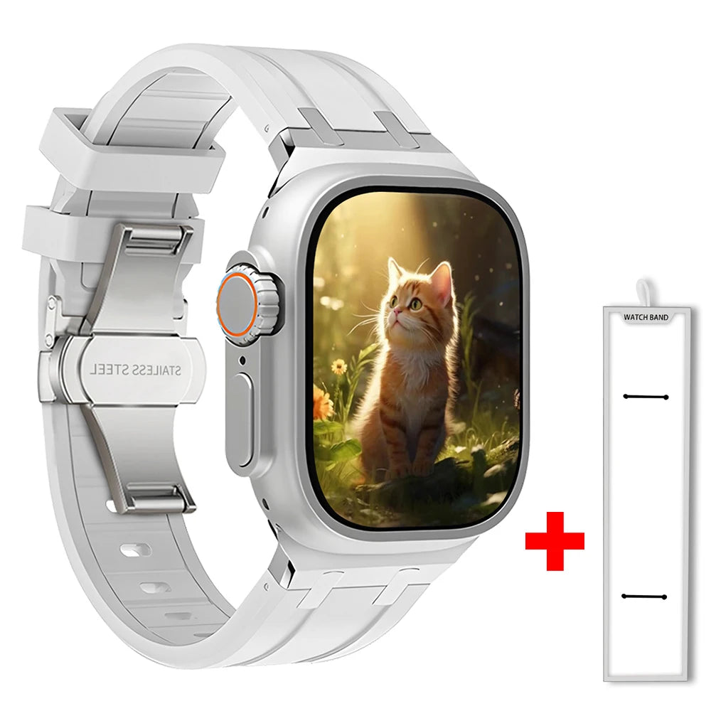 Band+box for Apple Watch Series 10 Ultra 2 49mm 45mm 46mm 44mm Butterfly Clasp Strap for IWatch 9 8 7 Se 6 5 4 Silicone Bracelet
