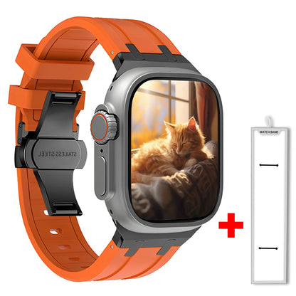 Band+box for Apple Watch Series 10 Ultra 2 49mm 45mm 46mm 44mm Butterfly Clasp Strap for IWatch 9 8 7 Se 6 5 4 Silicone Bracelet