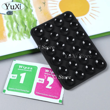 Double Side Silicone Suction Pad With Dry Wet Cleaning Wipes For Mobile Phone Fixture Suction Cup Rubber Sucker Pad For Fixing