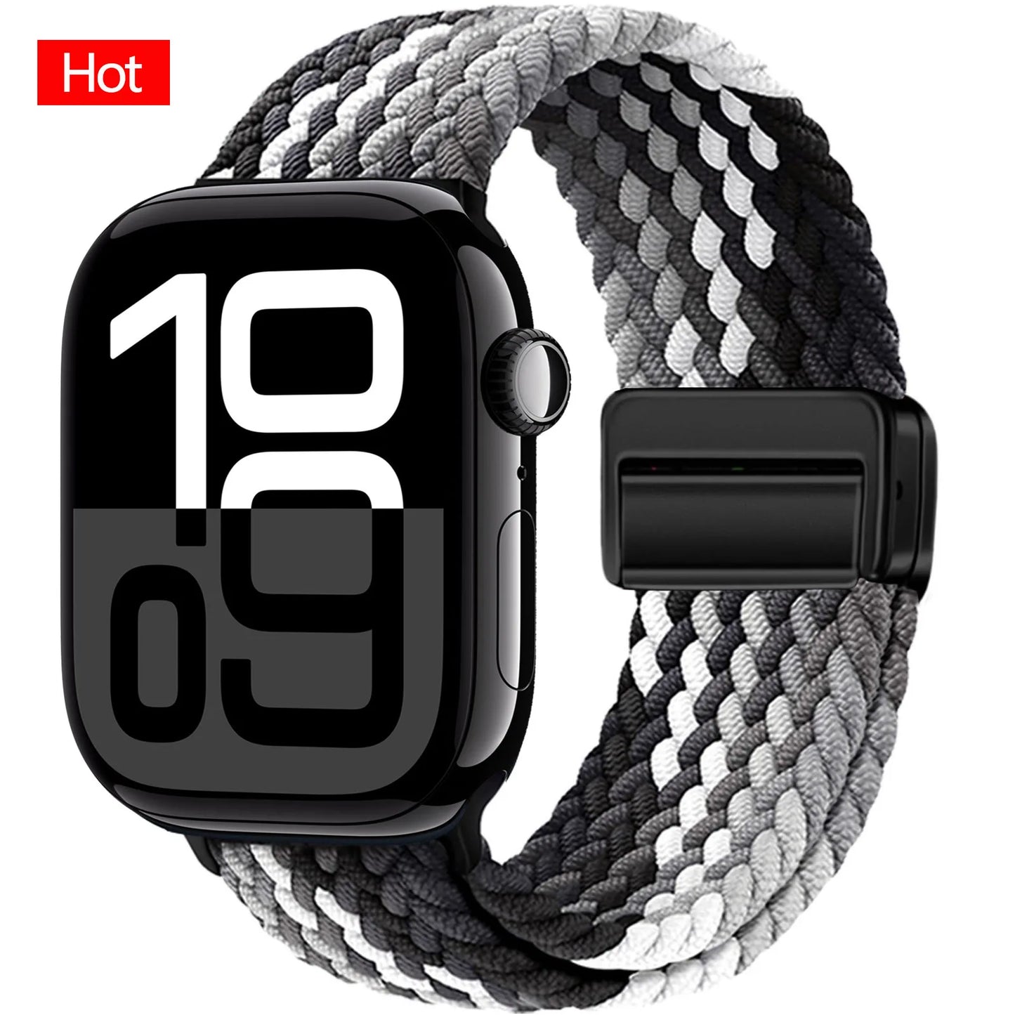 Braided Band For Apple Watch Strap 44mm 40mm 45mm 46mm 49mm 41mm 38 Magnetic Nylon Bracelet iWatch series se 7 6 8 9 10 Ultra 2