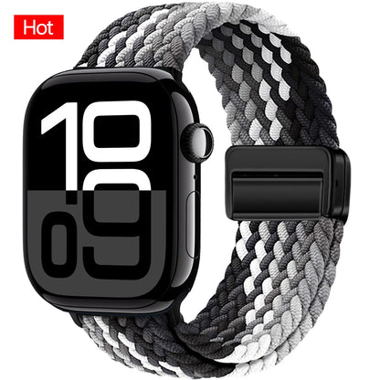 Braided Band For Apple Watch Strap 44mm 40mm 45mm 46mm 49mm 41mm 38 Magnetic Nylon Bracelet iWatch series se 7 6 8 9 10 Ultra 2