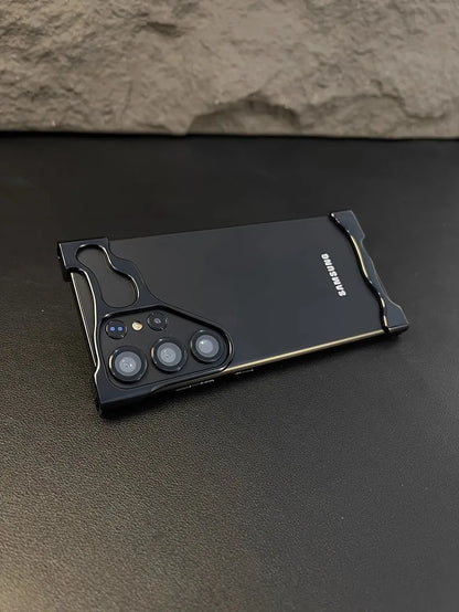 Luxury Alien Irregular Metal Phone Case For Samsung Galaxy S23 S24 Ultra Plus Aluminum Bumper With Lens Film Protection Cover