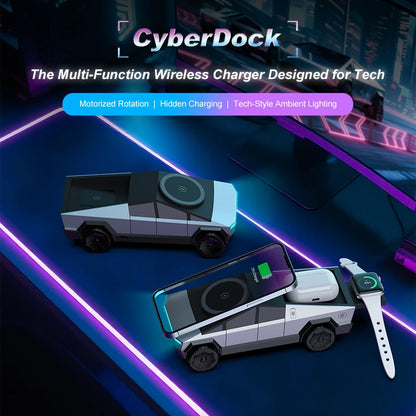 Cybertruck 3-in-1 Wireless Charger – MagSafe iPhone, Watch & AirPods – PhonelyHub