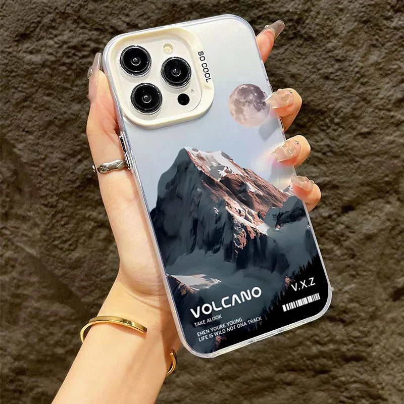 For iPhone 16 15 Pro Max Case Snow Mountain Scenery Design TPU Basic Case for iPhone 14 13 12 11 XS XR 7 8 Plus Hard Matte Cover