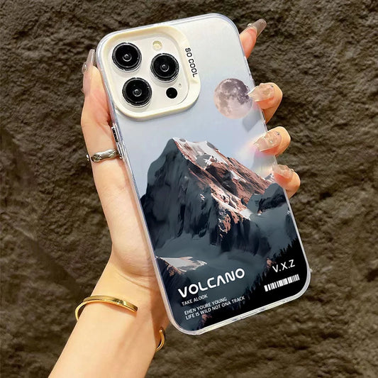 For iPhone 16 15 Pro Max Case Snow Mountain Scenery Design TPU Basic Case for iPhone 14 13 12 11 XS XR 7 8 Plus Hard Matte Cover