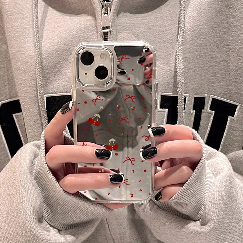 Blue/Silver Mirror iPhone Case – Clear Frame with English Text – PhonelyHub