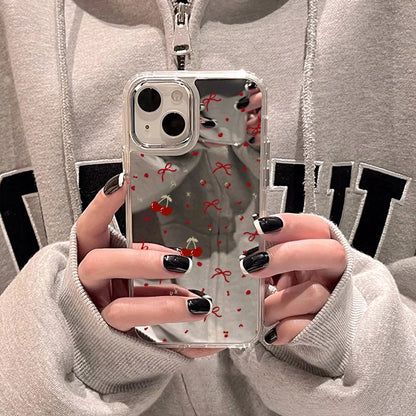 Blue/Silver Mirror iPhone Case – Clear Frame with English Text – PhonelyHub