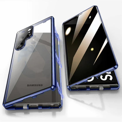 Anti Peeping Metal Phone Case For Samsung Galaxy S25 S24 S23 S22 Ultra Plus 360 Degree Privacy Protection Magnetic Phone Cover