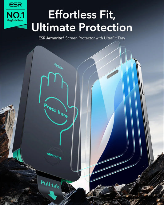 ESR for iPhone 16/15/14 Pro Max Tempered Glass Screen Protector HD Clear Privacy 3PCS Military Grade Screen Firm For 16/15 Plus