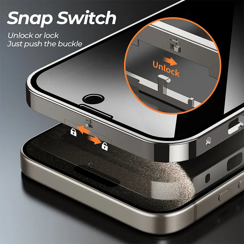 Aluminum Alloy Frame Protective Case ,For iPhone 15 14 Pro Max Magnetic Galaxy Wireless Charging HD Full Screen Protective Box