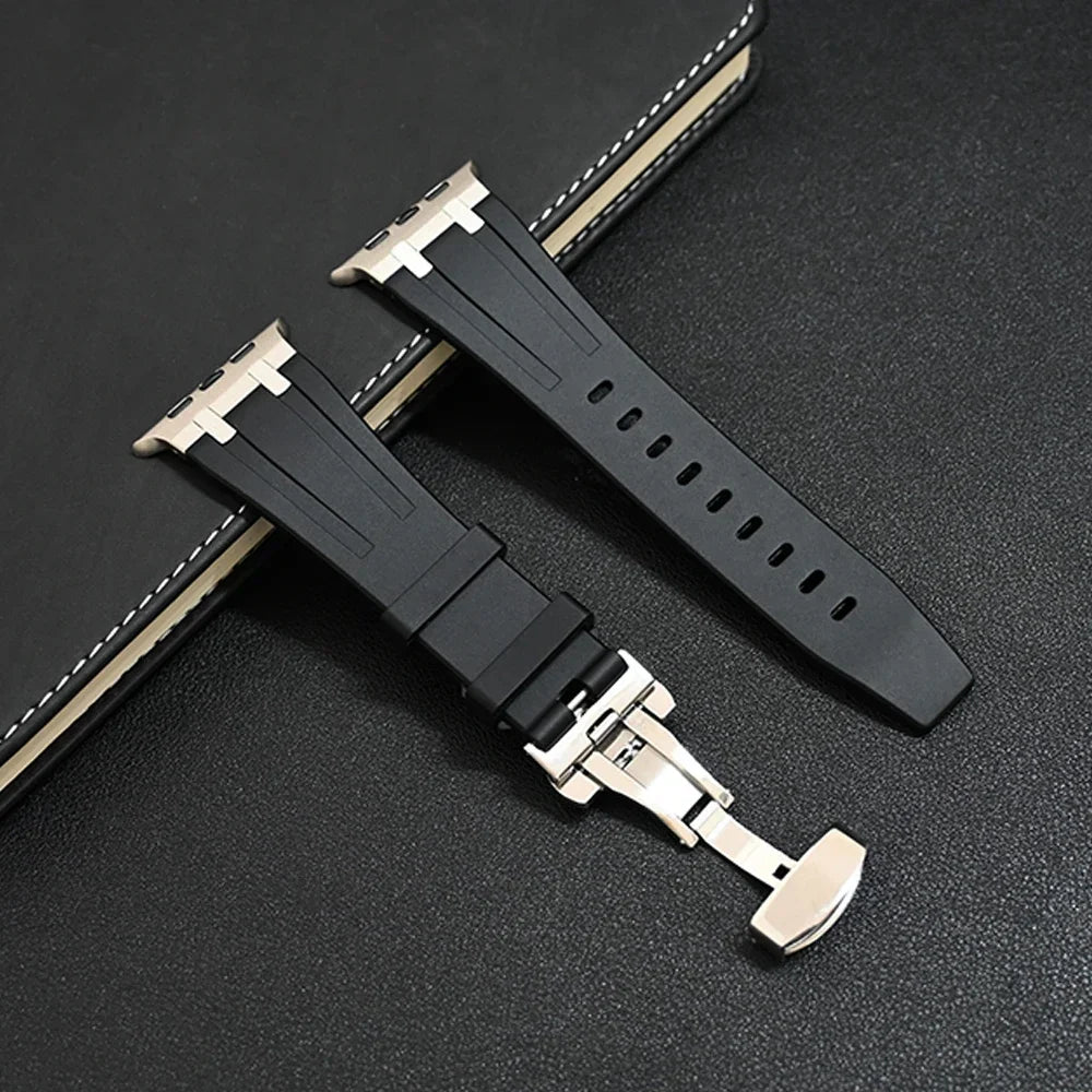 Band+box for Apple Watch Series 10 Ultra 2 49mm 45mm 46mm 44mm Butterfly Clasp Strap for IWatch 9 8 7 Se 6 5 4 Silicone Bracelet